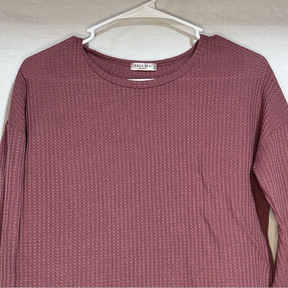 Ekouaer pink mauve waffle knit top and short pajama set Size Medium - Picture 6 of 6